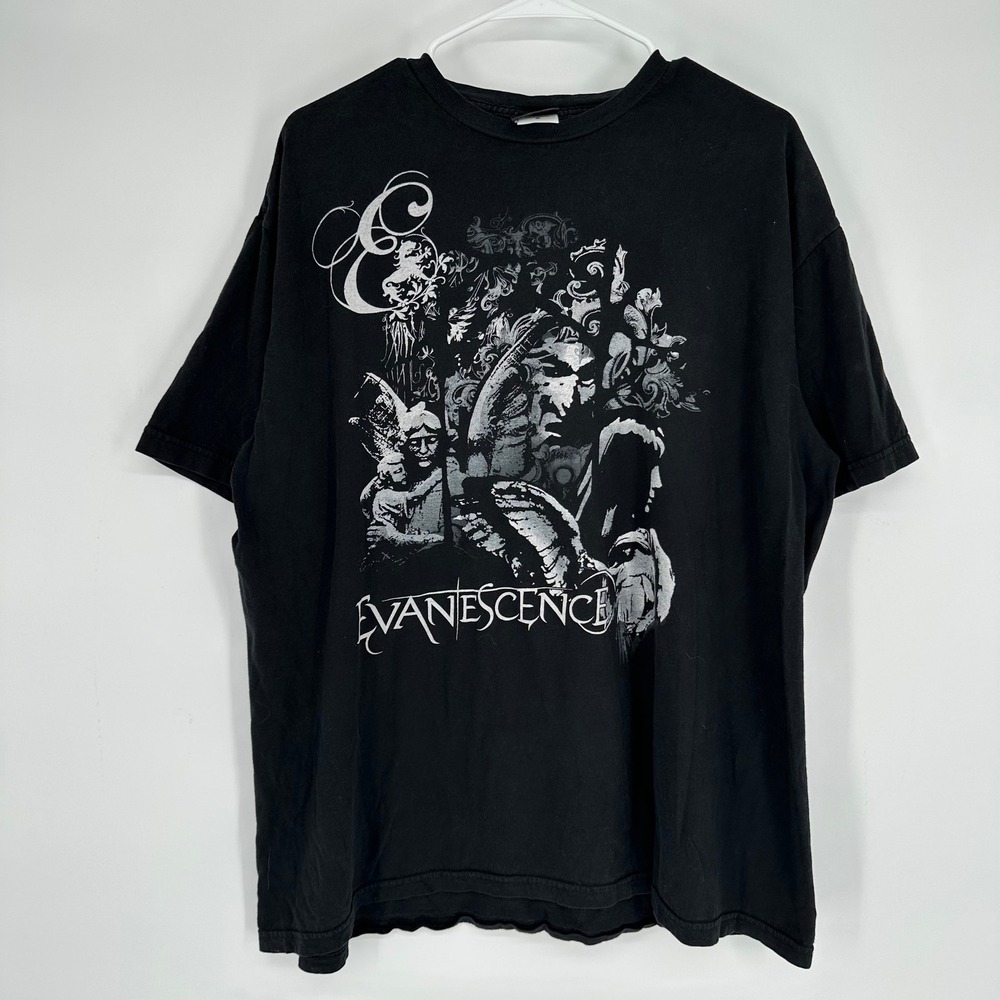 Vintage Y2K Evanescence Band Giant T-Shirt Mens 2XL Black Gothic Rock